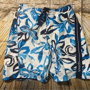 Speedo Blue Floral Hawaiian Printed Mesh Brief Lined Swimtrunks